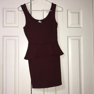 Wet Seal Burgundy Peplum Dress